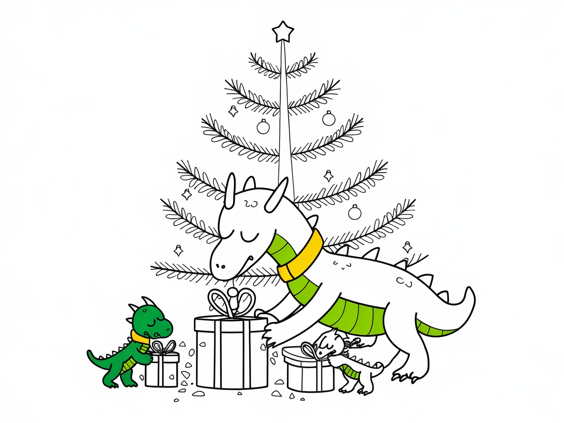 Dragons Unwrapping Christmas Surprises