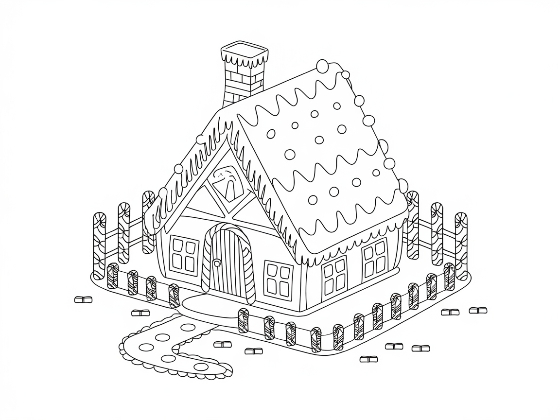 Cozy Candy Cottage Coloring Page