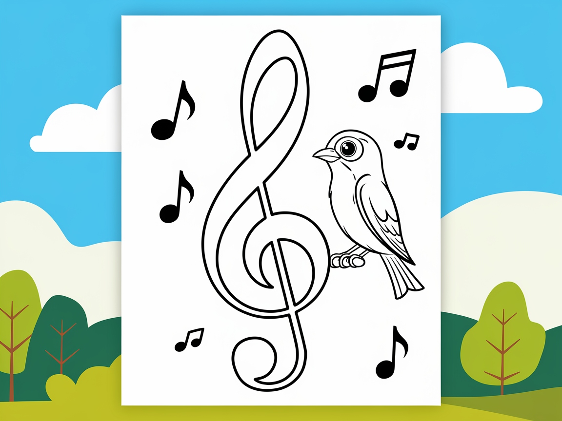 Sing Along with This Musical Bird Coloring Page