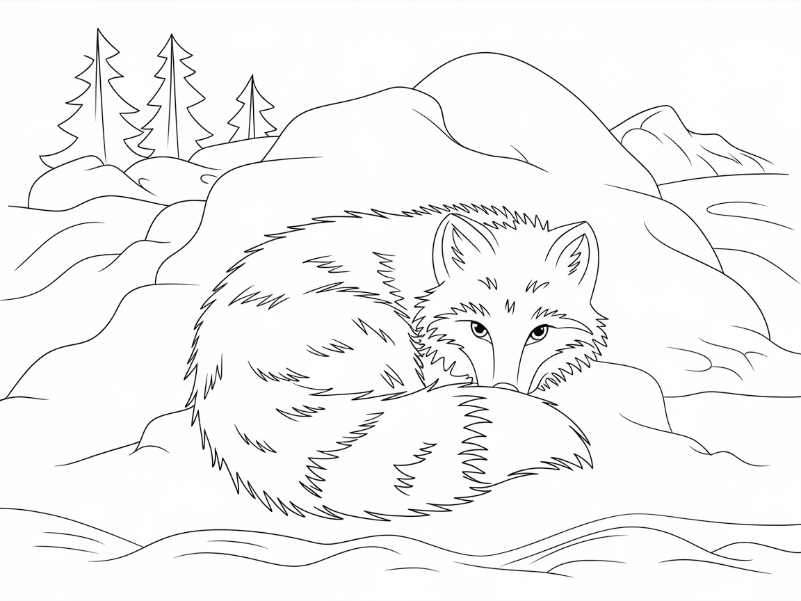 Blend Into the Wild with This Fox in the Snow Coloring Page