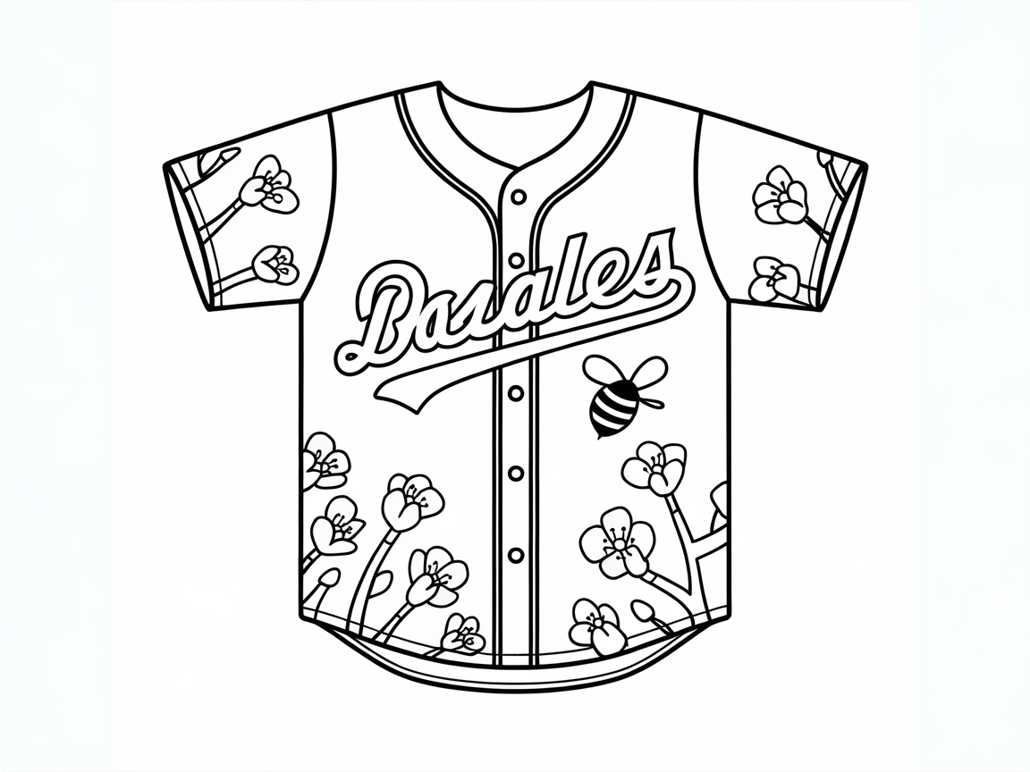 Buzz Into Spring with This Floral Baseball Jersey Coloring Page