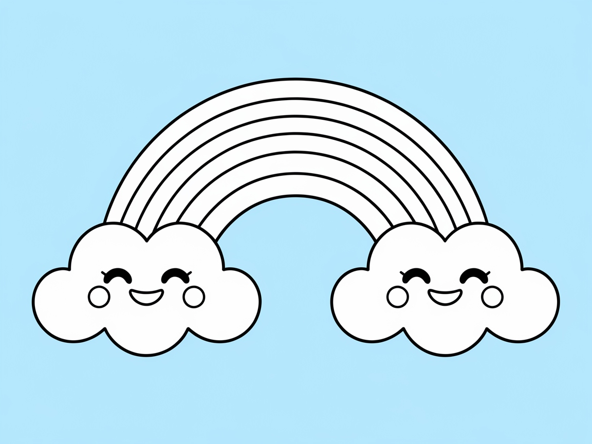 Rainbow Archway Between Cheerful Clouds!