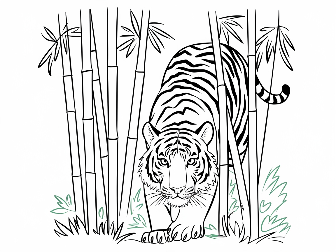 Stealthy Tiger Amongst the Bamboo