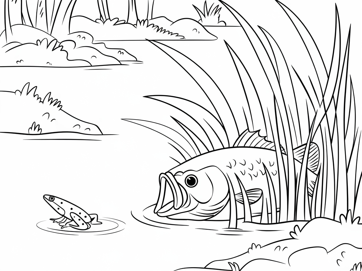 Lurking Bass and Curious Frog in the Reeds