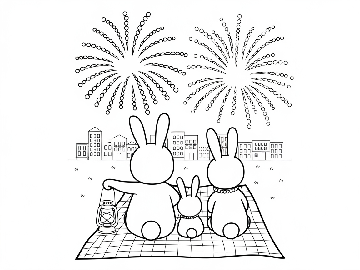 Fireworks Spectacle with Bunny Family