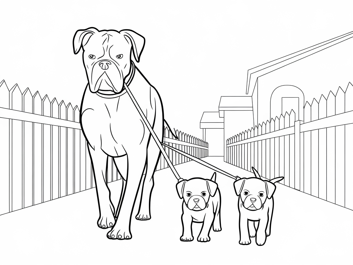 Boxer Family Stroll Through the Neighborhood
