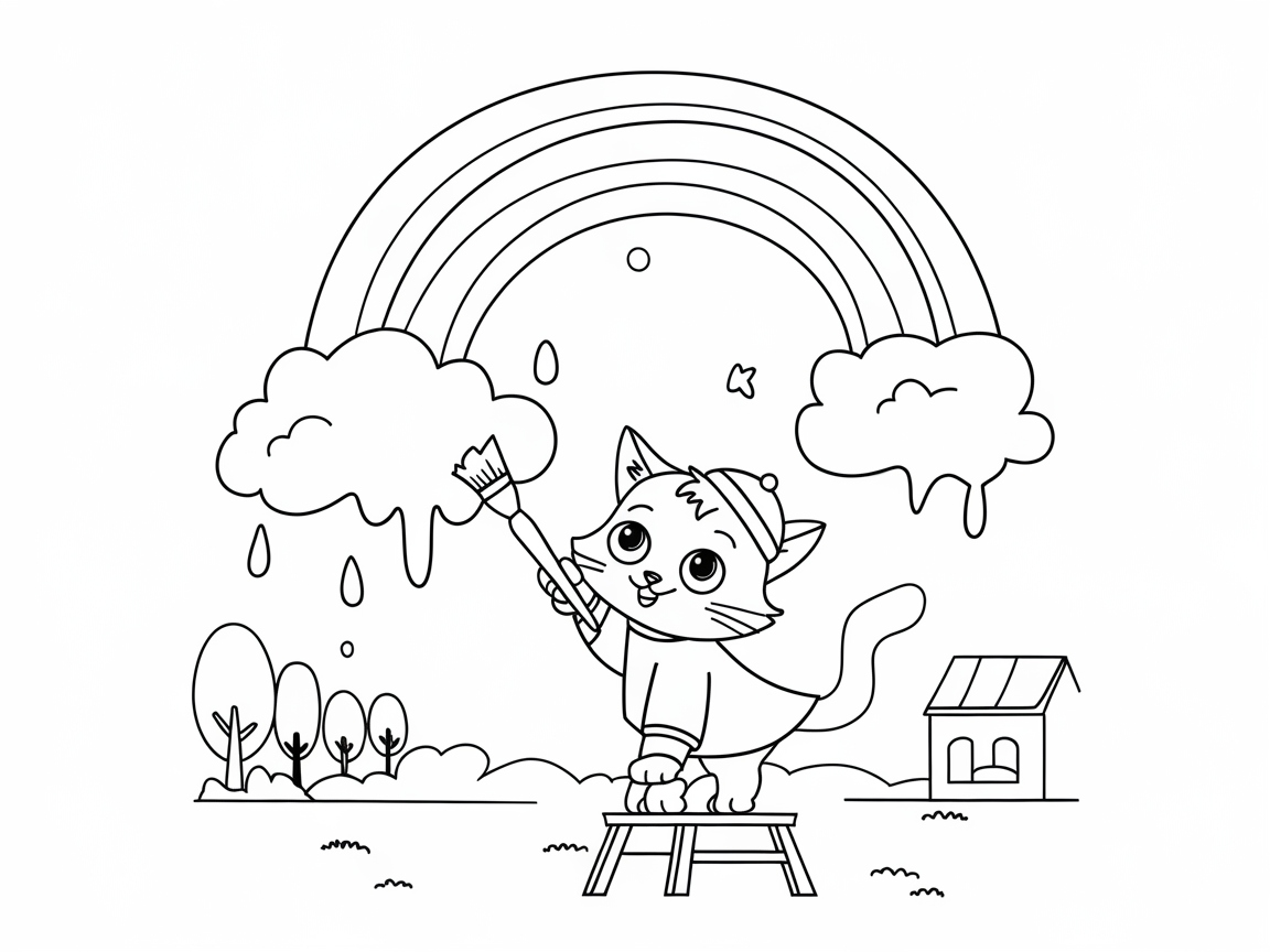 Paint the Sky with This Creative Cat and Rainbow Scene