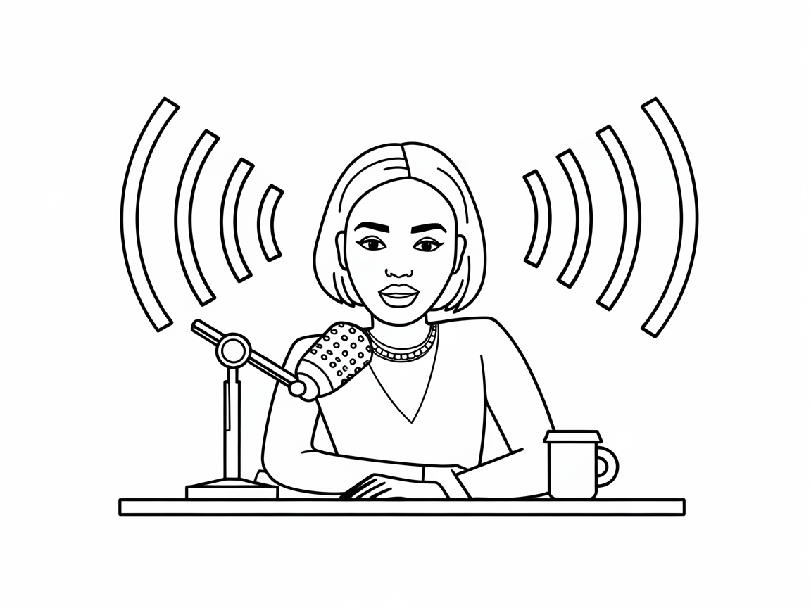 Tune Into Creativity with This Podcast Host Coloring Page