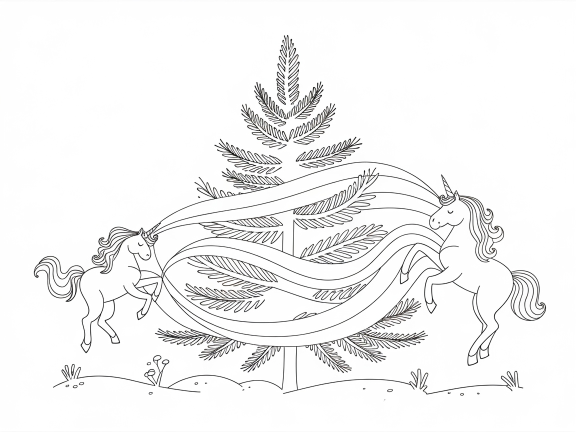 Magical Unicorns Decorating a Christmas Tree