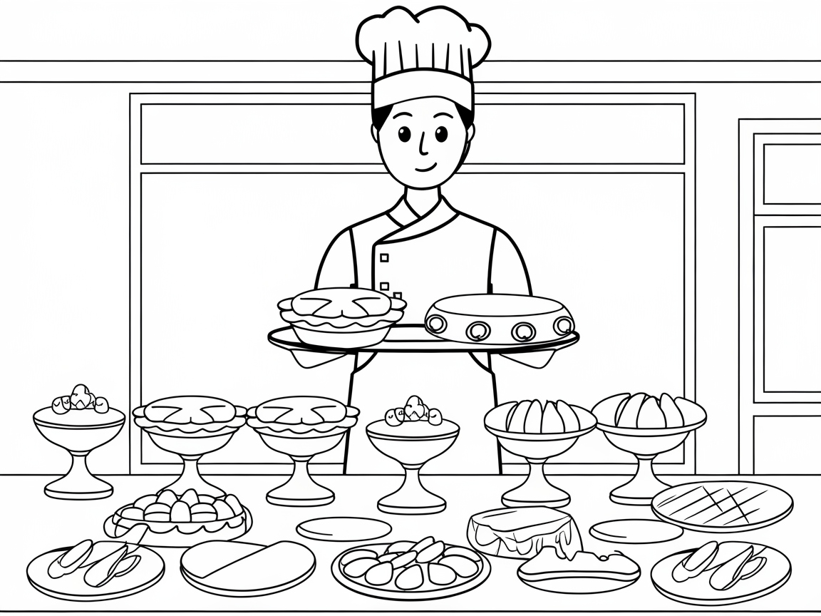 Sweeten Your Day with This Dessert Chef Coloring Page