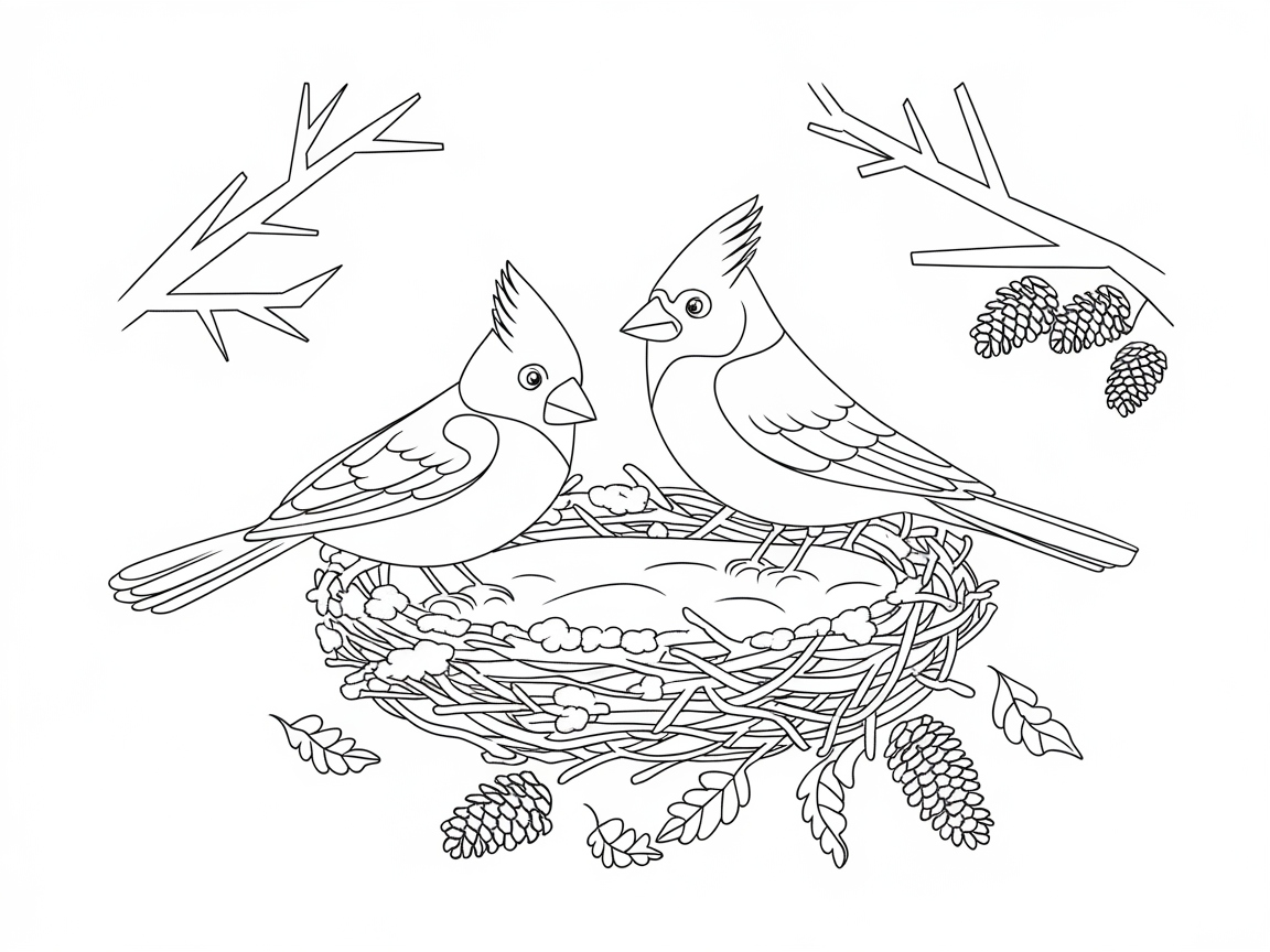 Bring Vibrancy to This Cardinal Nest Scene