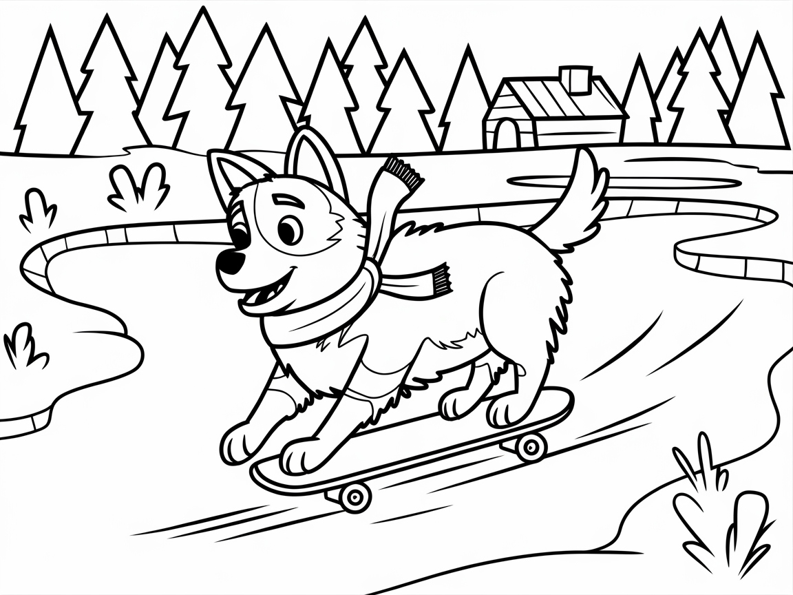 Skateboarding Adventure with a Spirited Collie