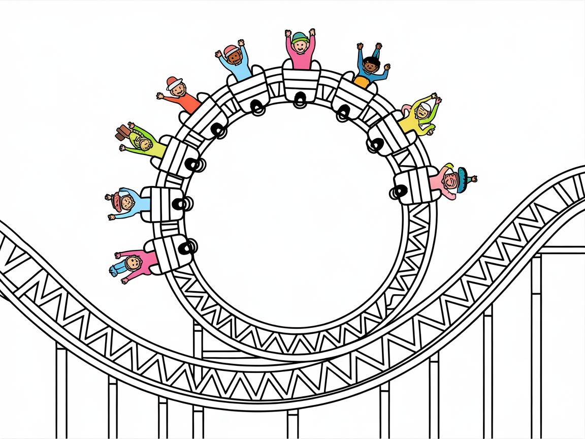 Loop-D-Loop Thrills with This Exciting Roller Coaster Coloring Page