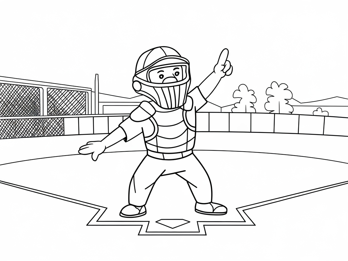 Get in the Game with This Happy Catcher Coloring Page
