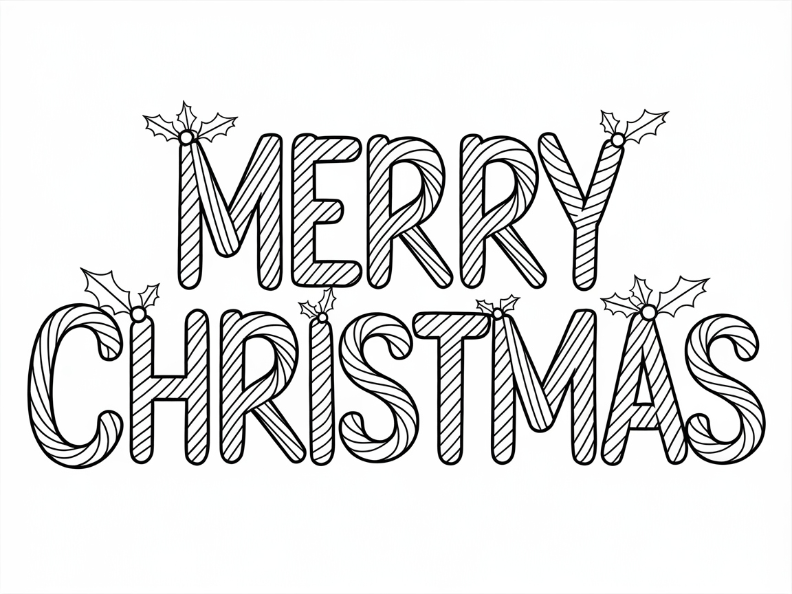 Candy Cane Letters Spelling Merry Christmas