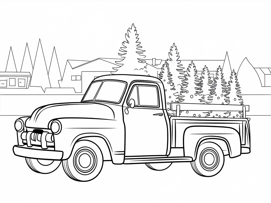 Classic Vintage Truck with a Holiday Scene