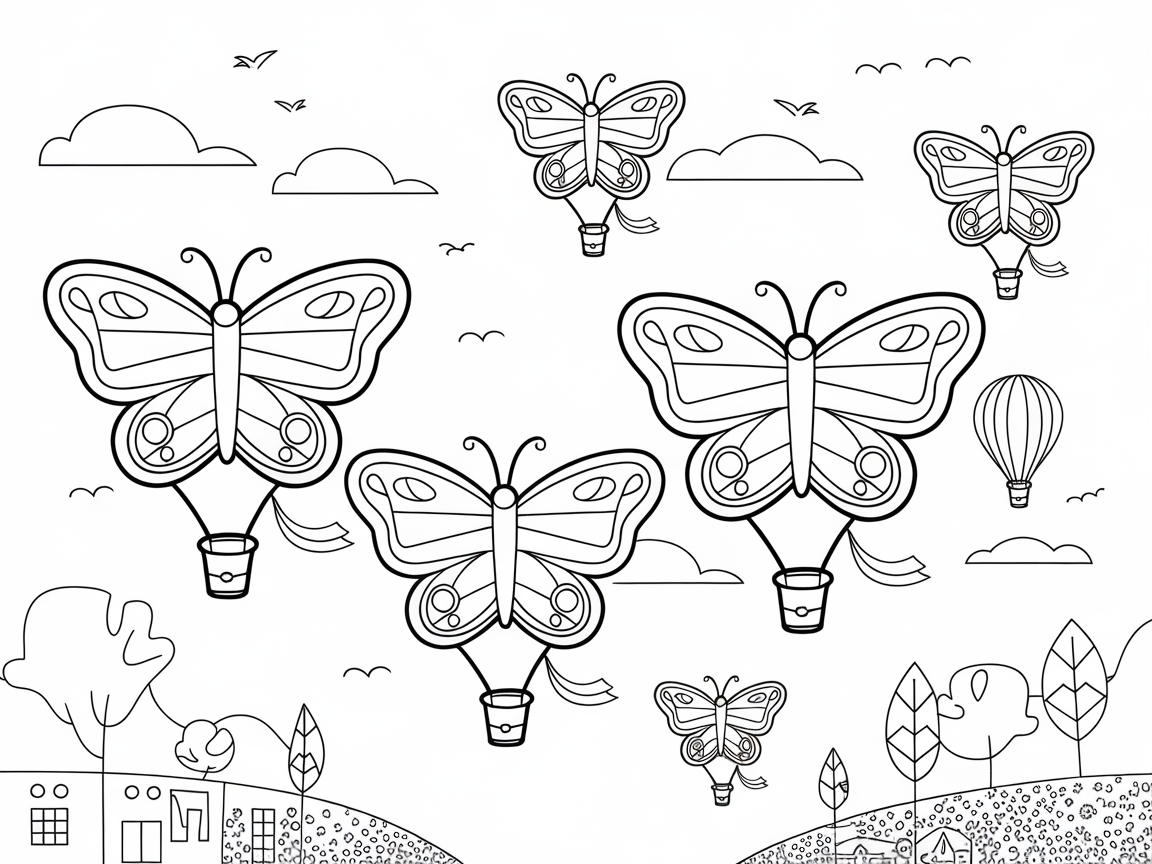 Butterfly Hot Air Balloons Taking Flight