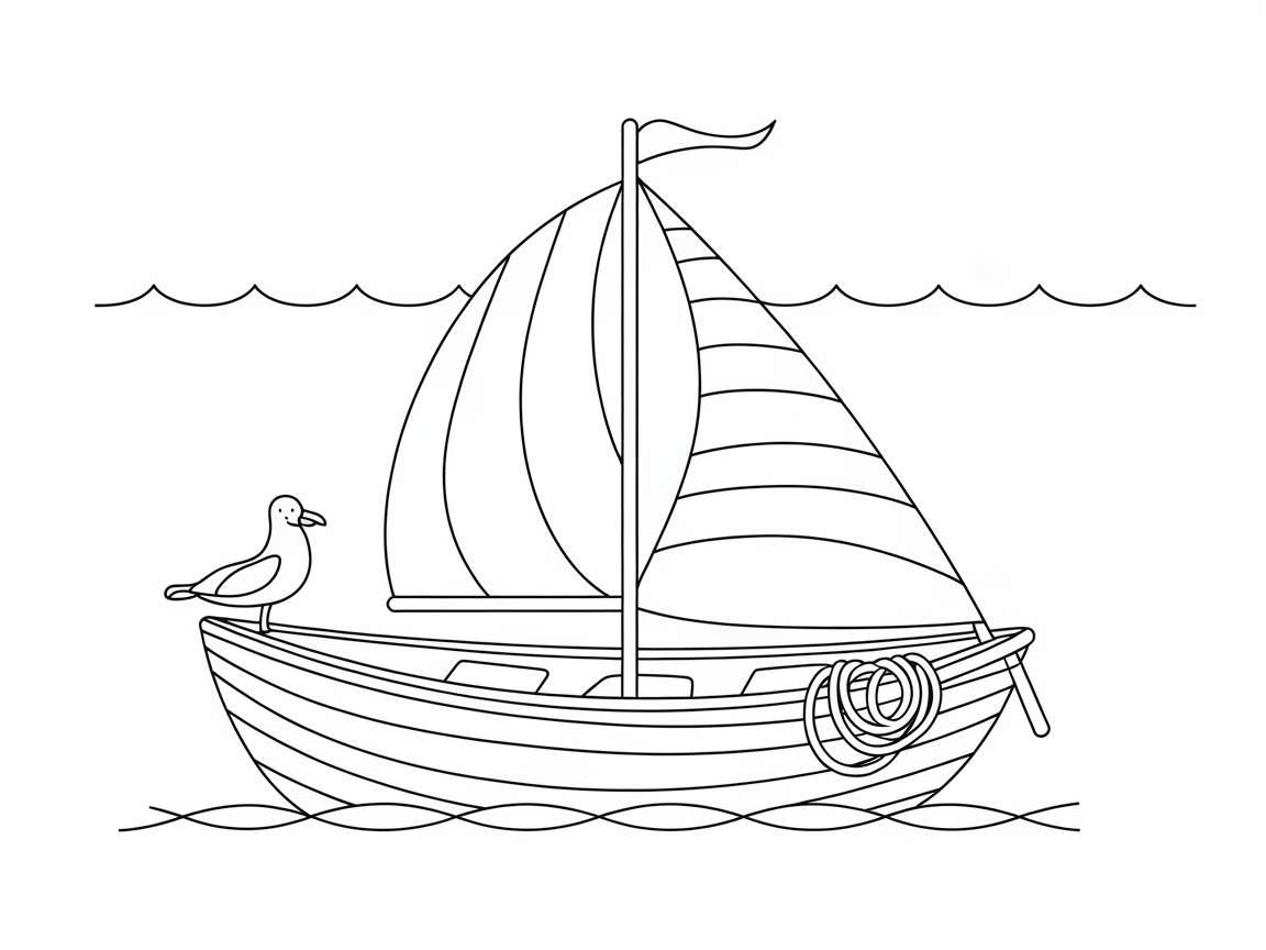 Sailboat Serenity with a Feathered Friend