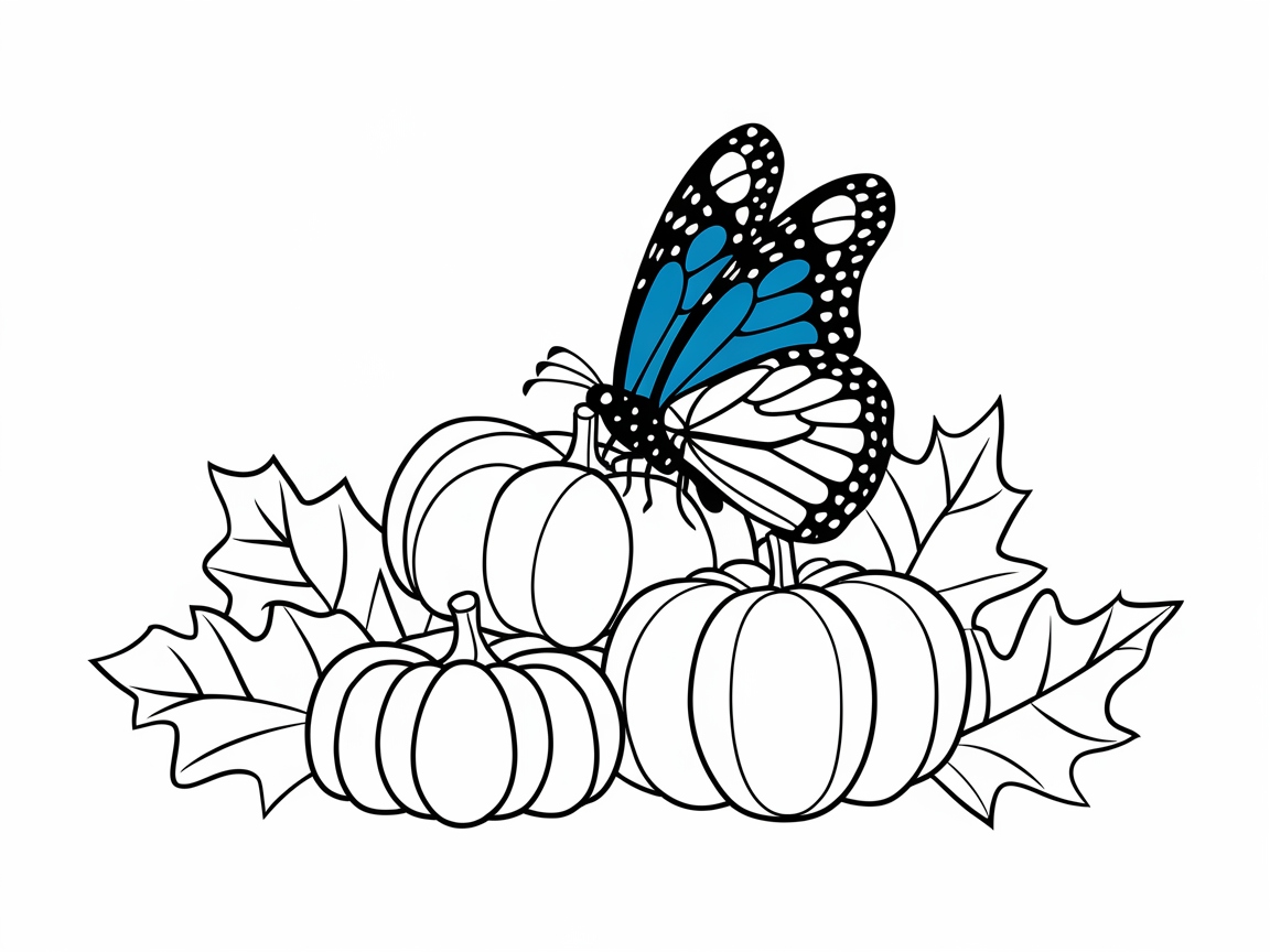 Bring Autumn to Life with This Butterfly and Pumpkin Scene
