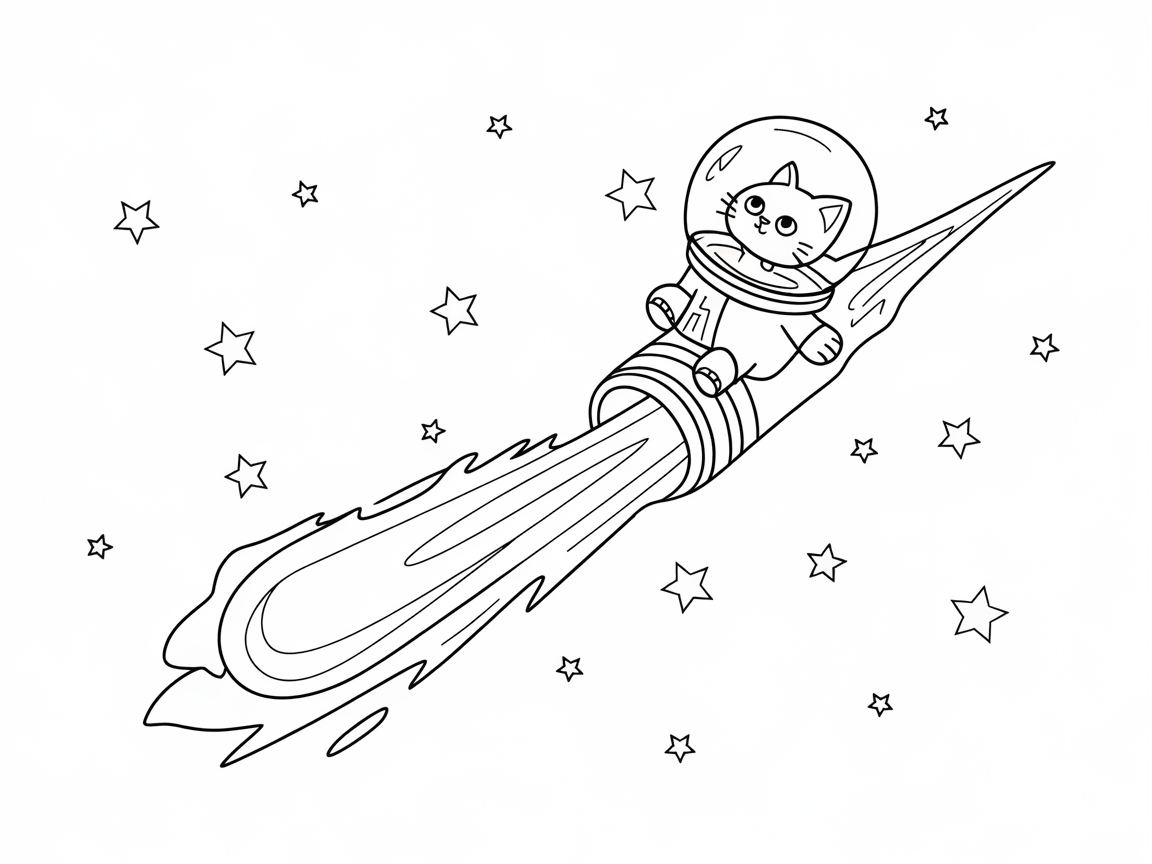 Launch into Space with This Astronaut Cat on a Rocket