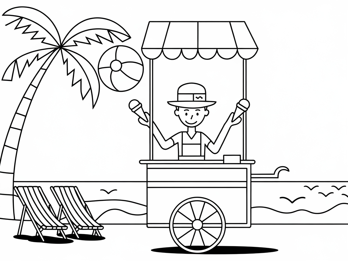Ice Cream Cart and Beach Ball Delight