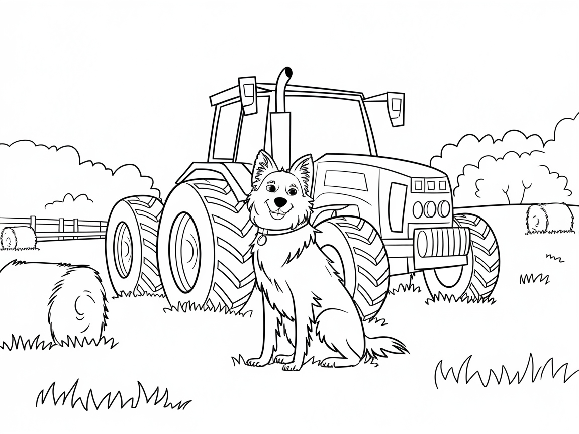 Farmyard Adventure with a Border Collie and Tractor
