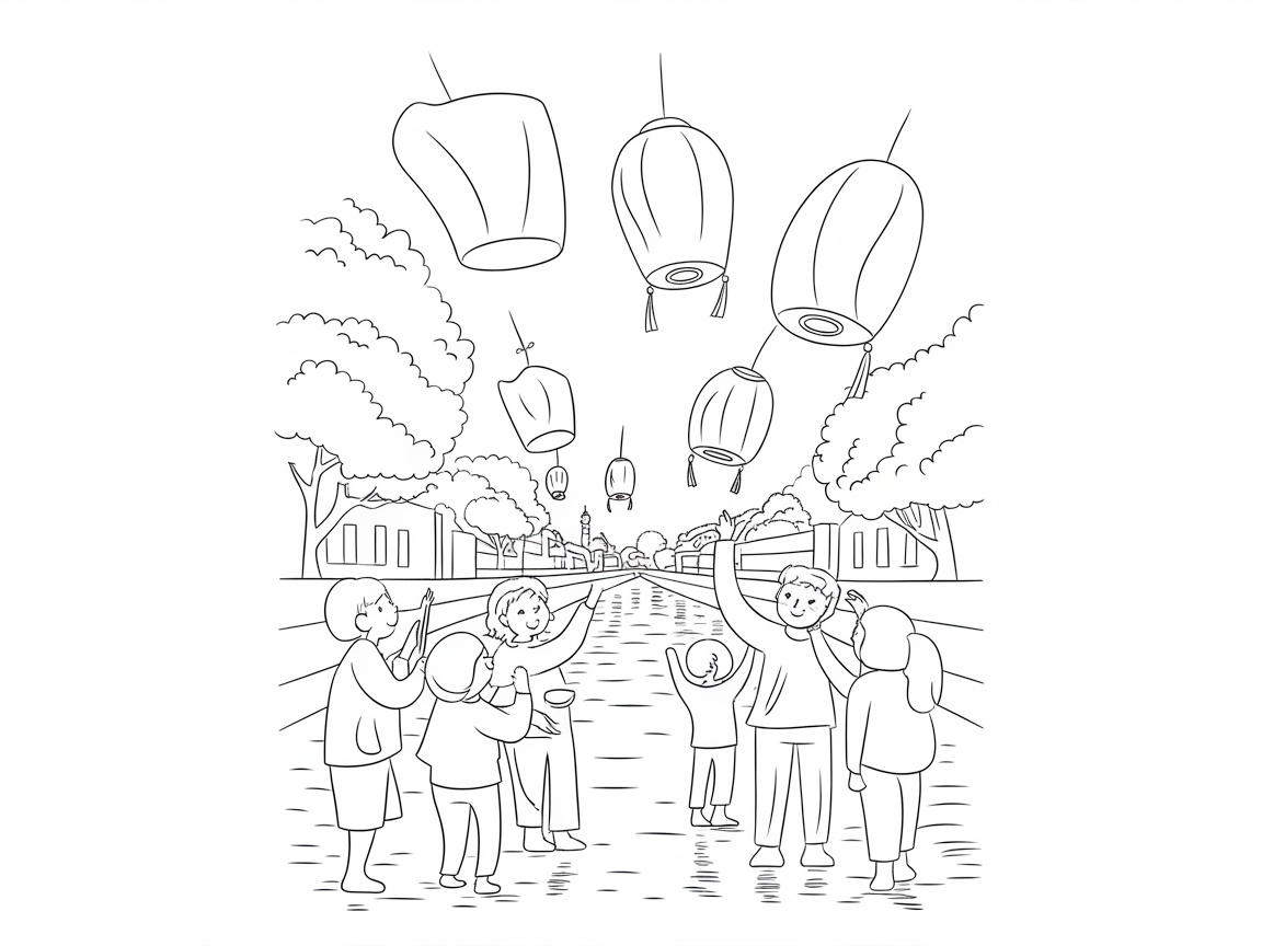 Celebrate Friendship with a Lantern-Lifting Coloring Page