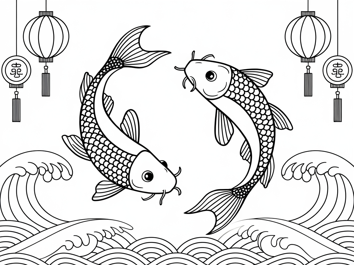 Dive into the Serenity of a Koi Fish Coloring Page