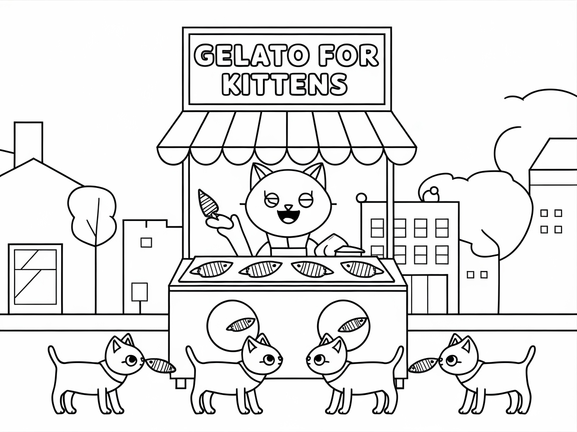 Gelato Stand for Playful Kittens