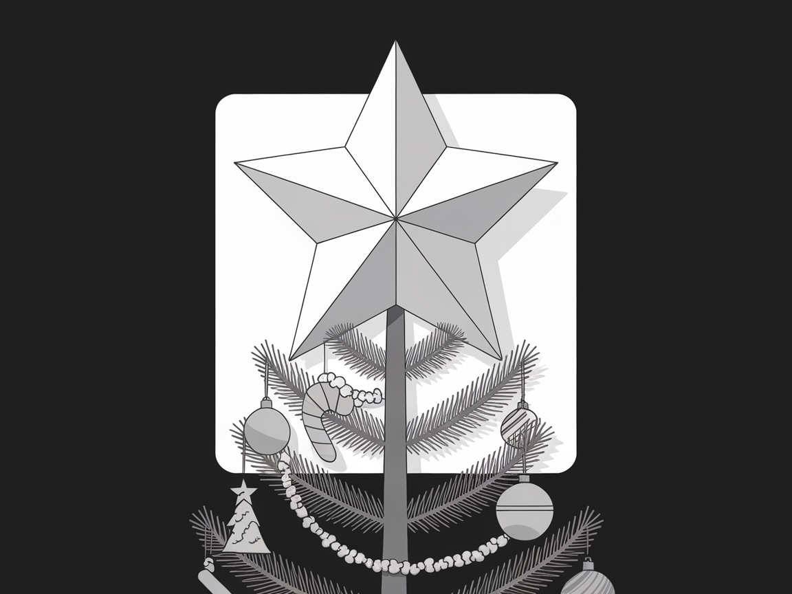 Geometric Christmas Star with Classic Tree Decorations
