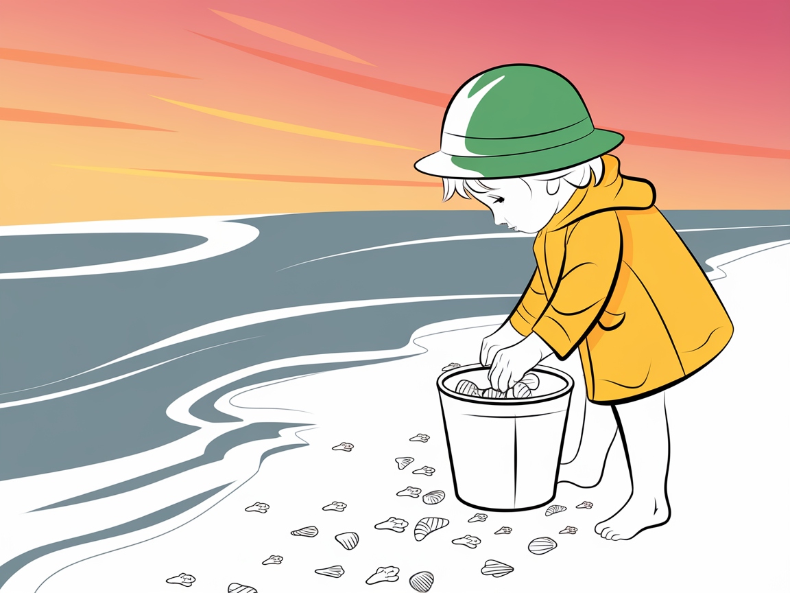 Shell Hunting with a Sunset Backdrop