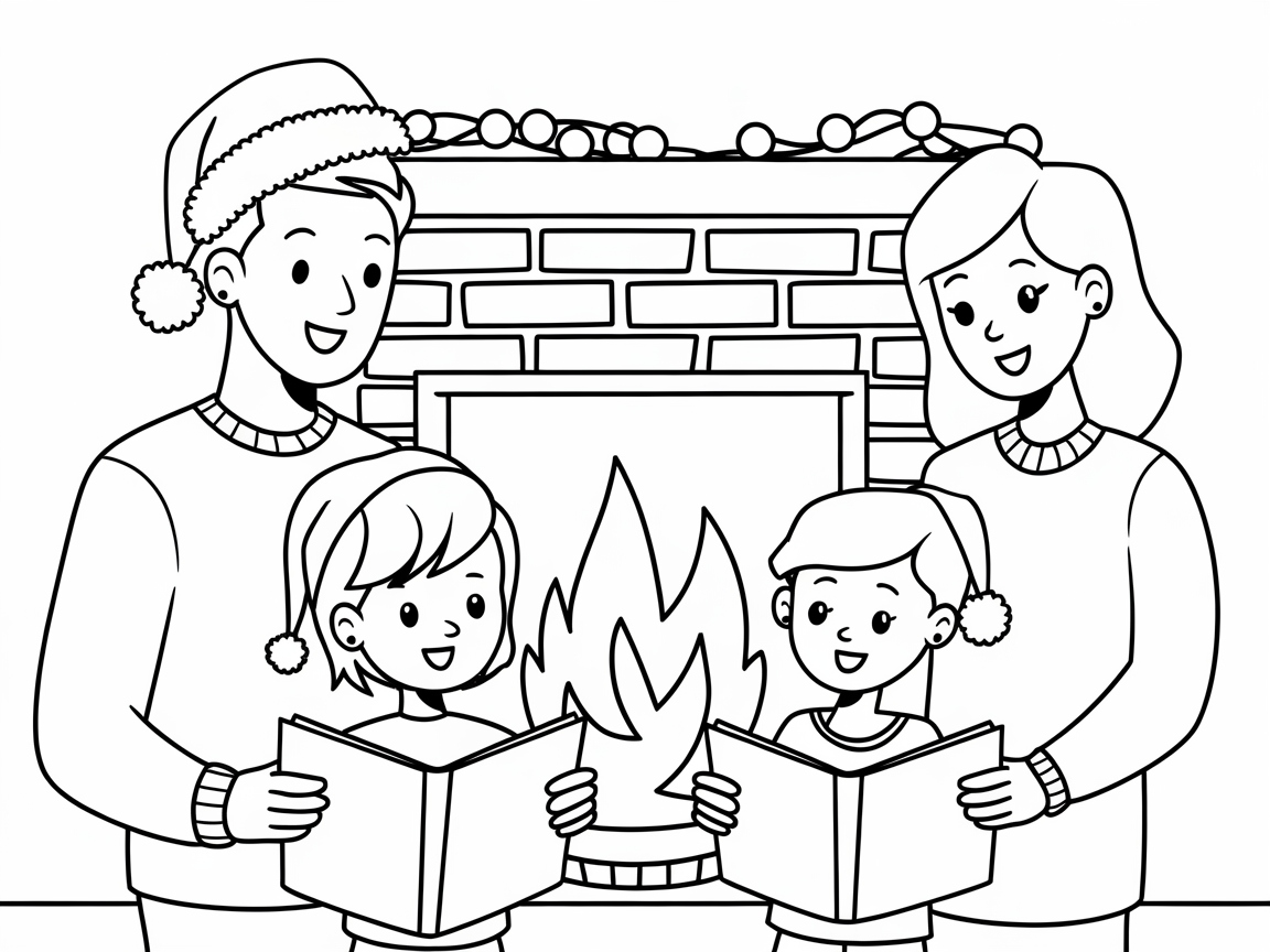 Festive Family Reading by the Fireplace