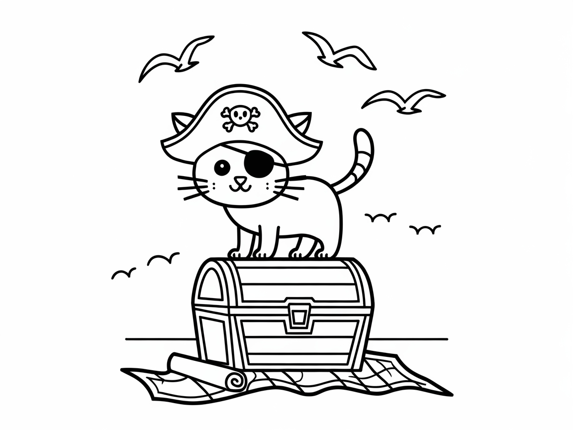 A Pirate Adventure Awaits: Cat on the Treasure Hunt
