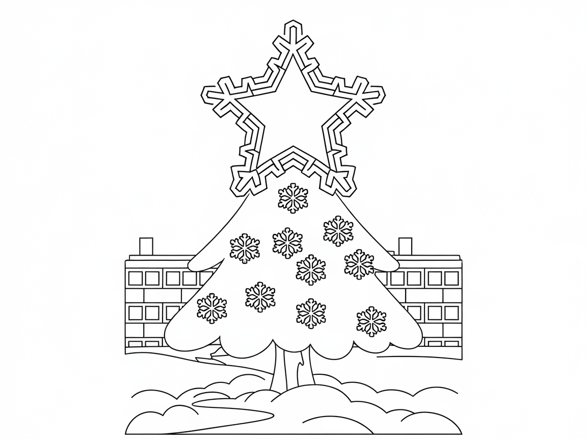 Snowflake-Adorned Christmas Tree with Geometric Star
