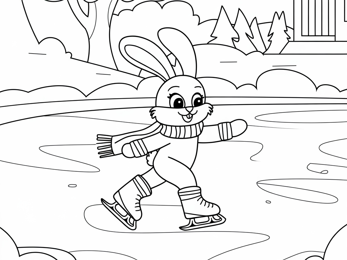 Bunny Ice Skating in a Winter Wonderland