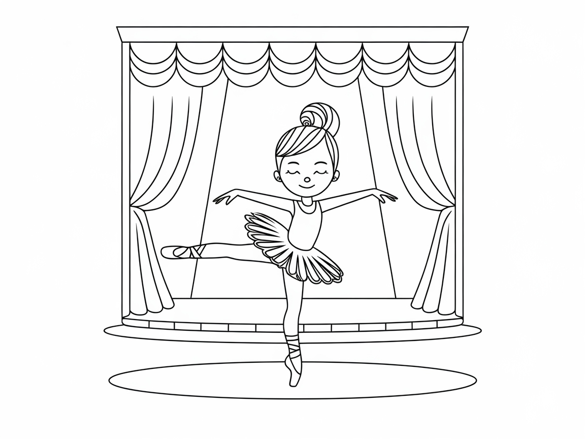 Delightful Ballerina on Stage Awaits Your Colors