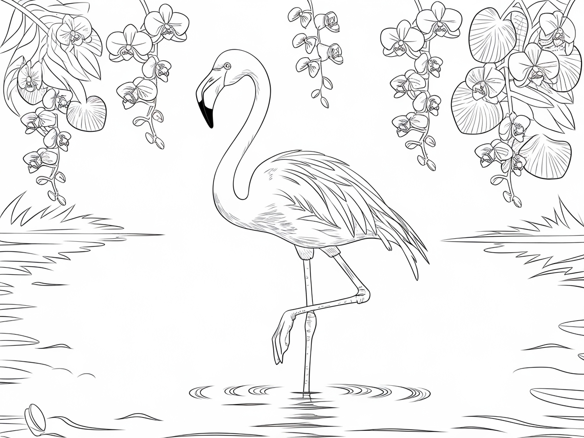 Graceful Flamingo in Orchid Accents
