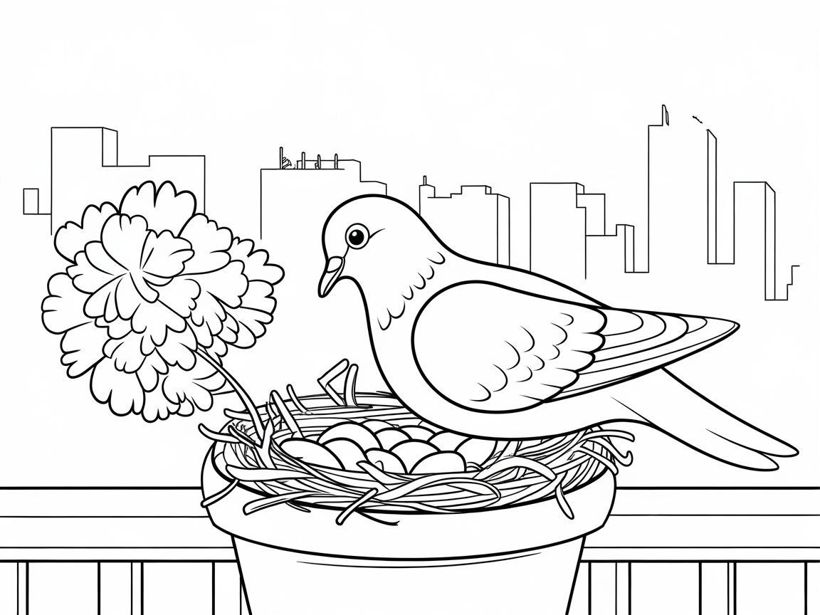 Discover Urban Serenity with This Dove Nest Scene