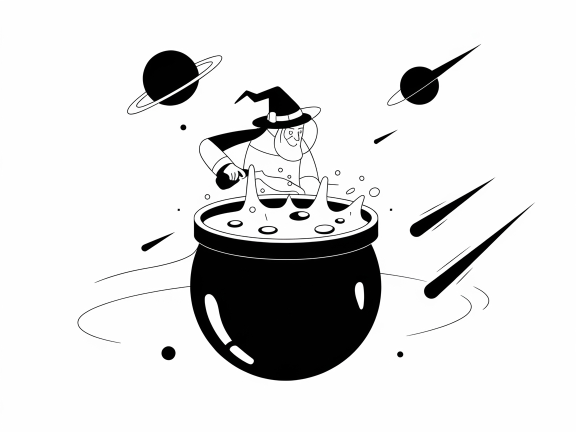 Stir Up Some Cosmic Magic with This Space Witch Coloring Page