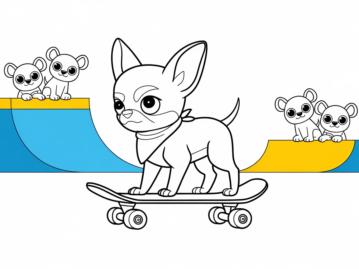 Chihuahua Skater Takes on the Park