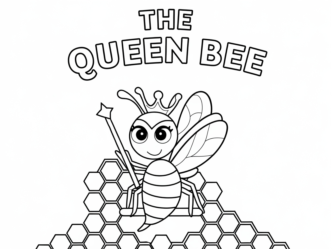 Regal Queen Bee on Her Honeycomb Throne