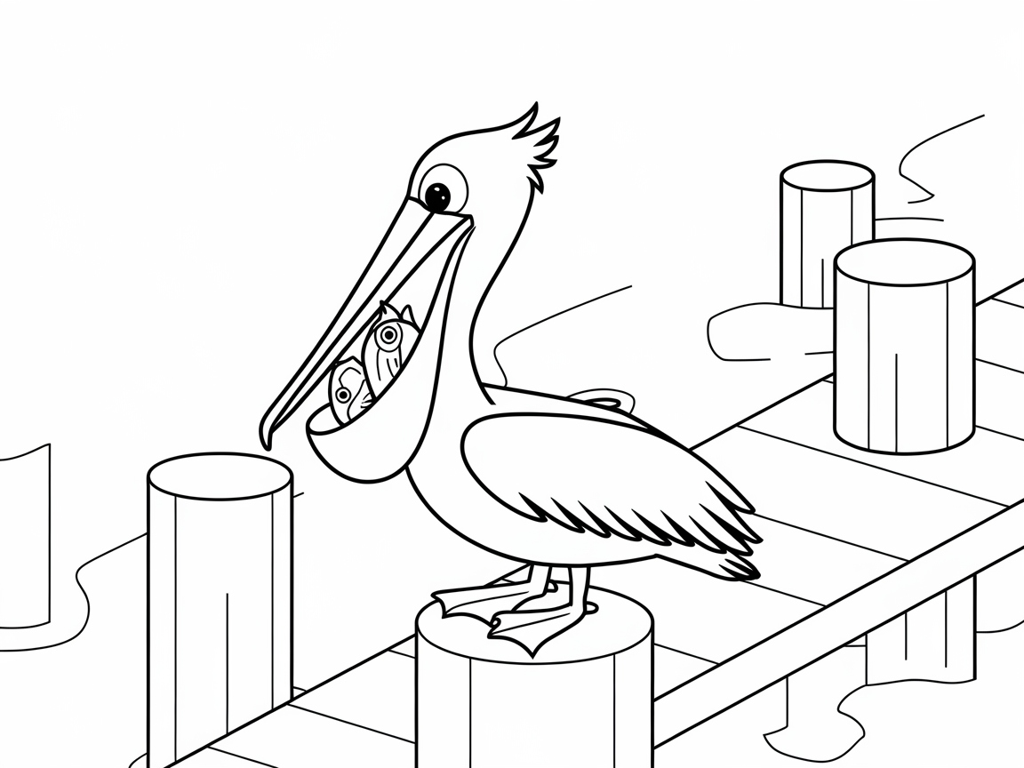 Catch the Day with This Playful Pelican Coloring Page