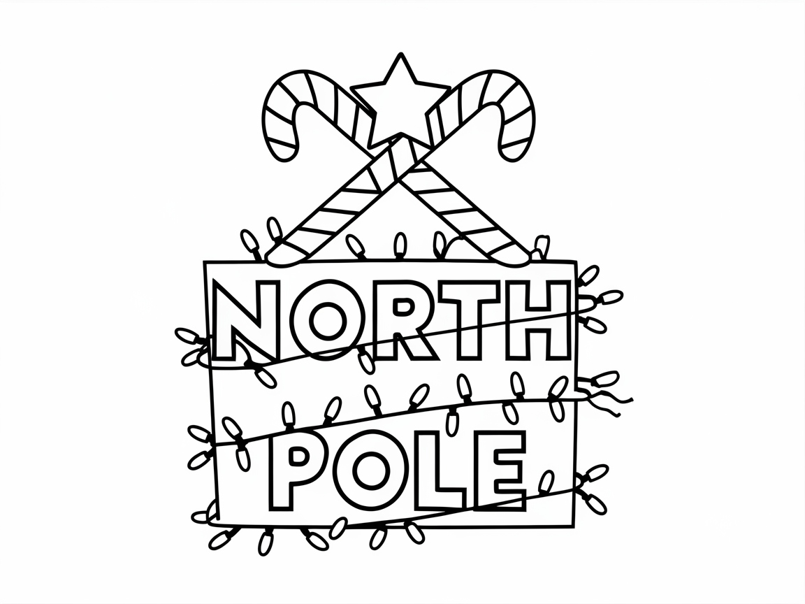 North Pole Sign with Candy Cane Charm