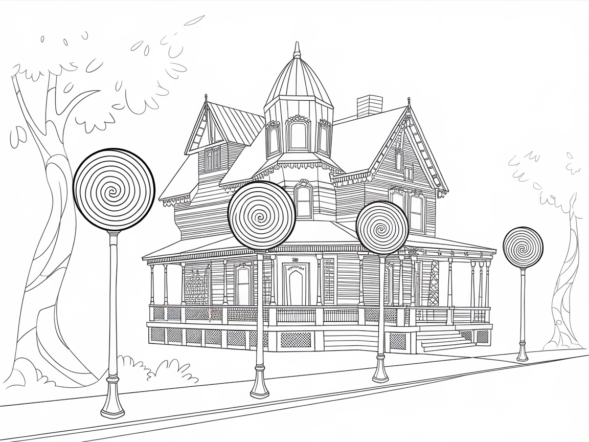 Victorian Candy House with Lollipop Garden