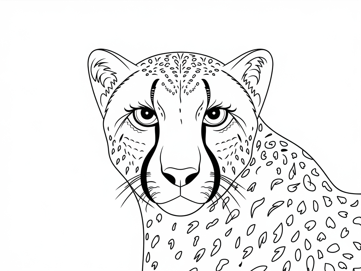 Elegant Cheetah Portrait Coloring Page