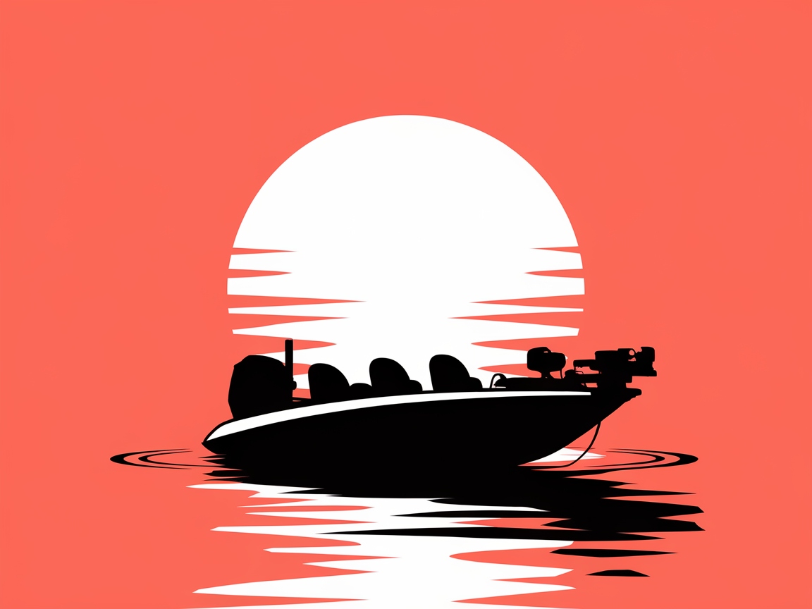 Silhouette Serenity: Bass Boat at Sunset