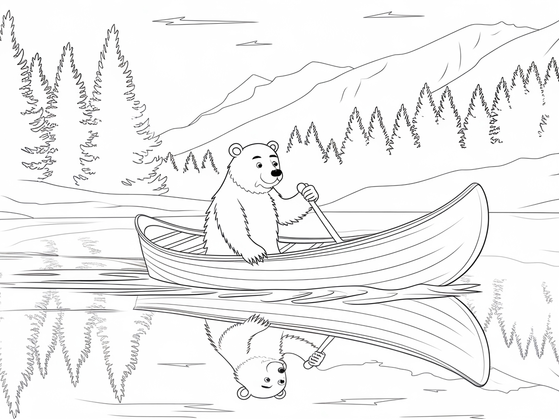 Tranquil Canoe Ride with a Curious Bear