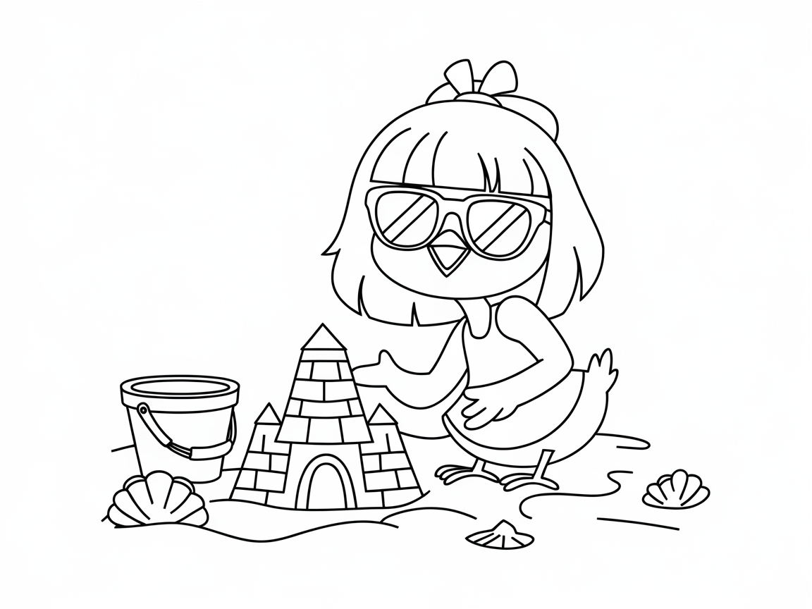 Beach-Chic Chick Building Sandcastles