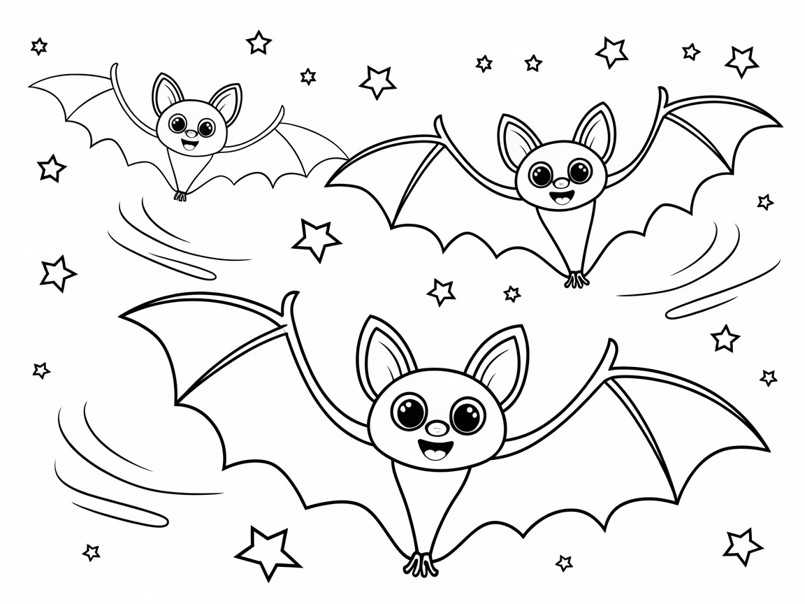 Fly High with These Cheerful Bats in the Night Sky