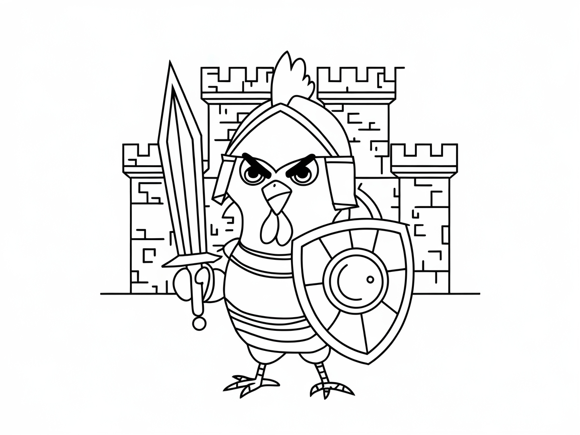 Knightly Chicken Guards the Castle